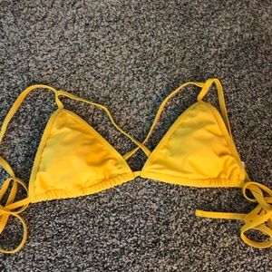 Yellow bathing suit with criss cross in front